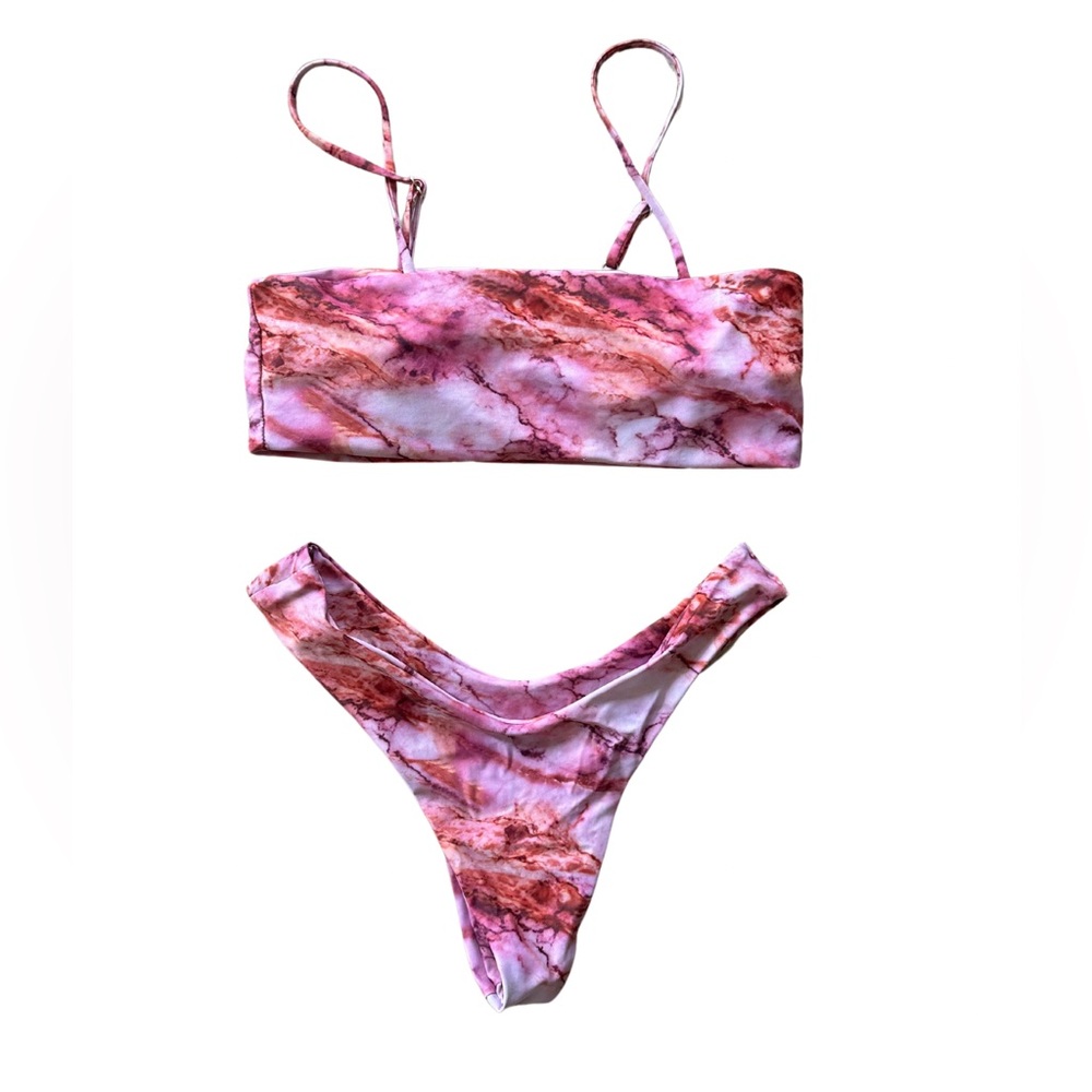 Pink Marble Print Bikini Set – Size Small – EUC